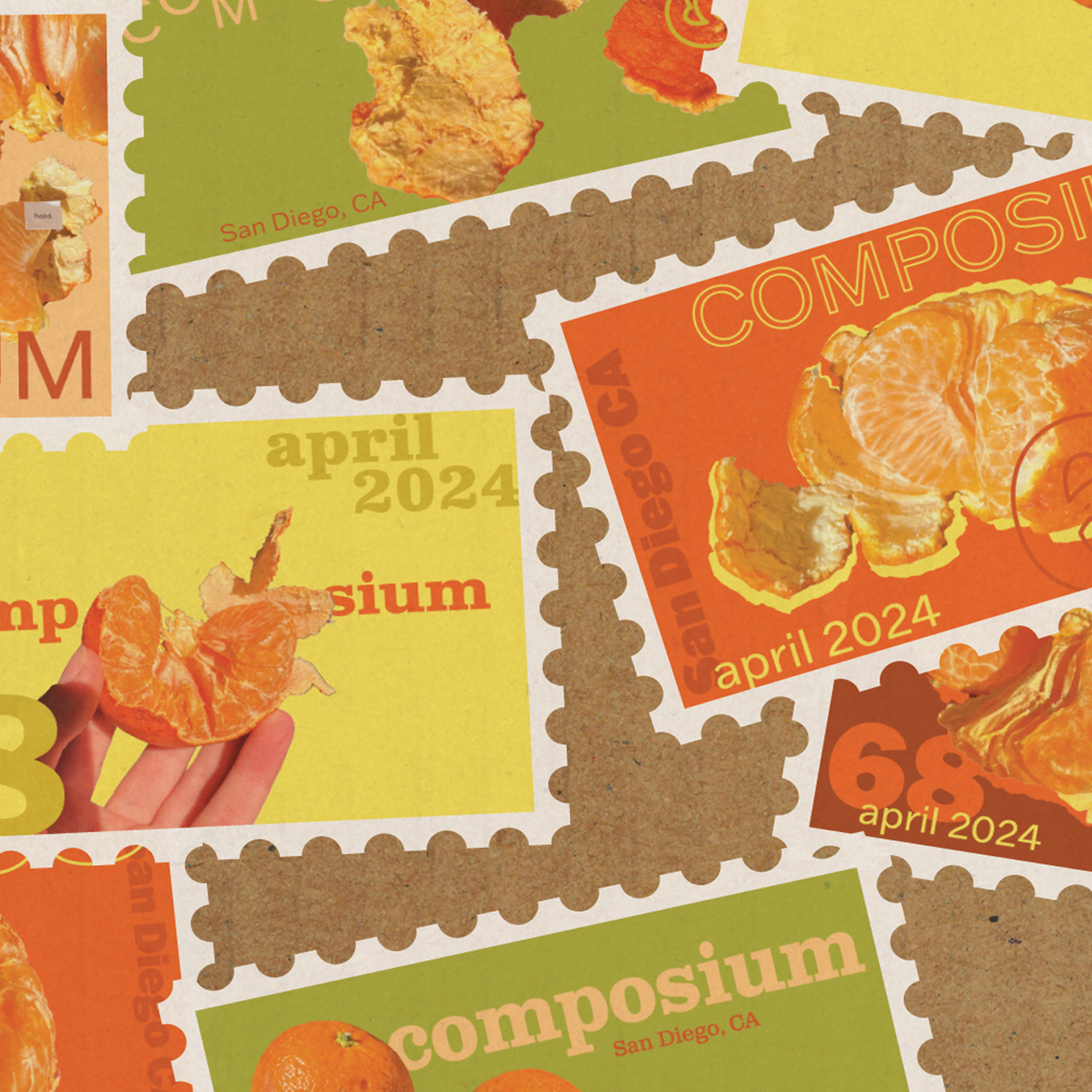 Stamps with oranges on them